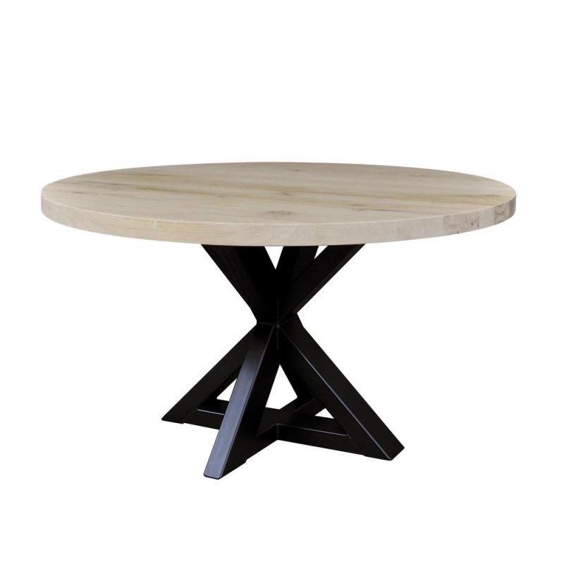 Eettafel eiken nieuw BOWIE rond, spinpoot metaal