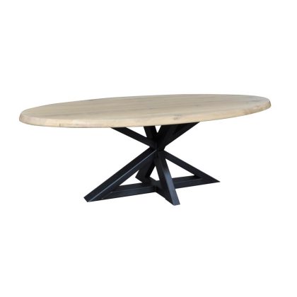 Eettafel eiken DAX OVAAL, poot metaal