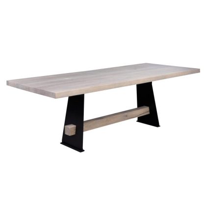 Eettafel eiken rustiek HERO, poot metaal, balk eiken