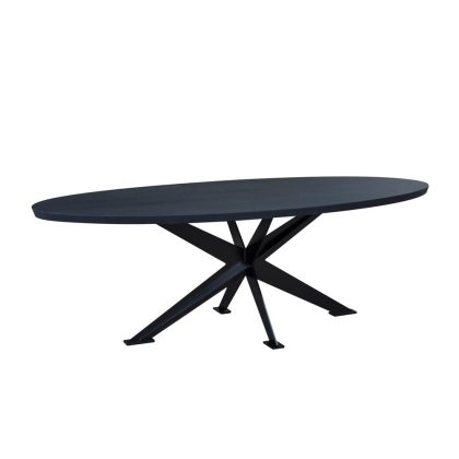 Eettafel eiken licht rustiek TIBO OVAAL, spinpoot metaal