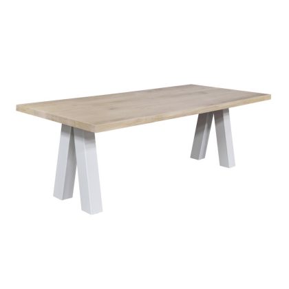 Eettafel eiken rustiek VOLT, poot metaal V