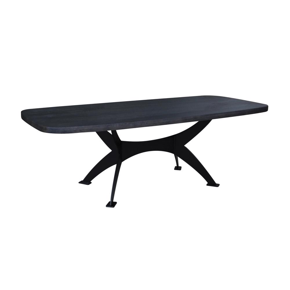 Eettafel eiken licht rustiek XAVI , spinpoot metaal rond